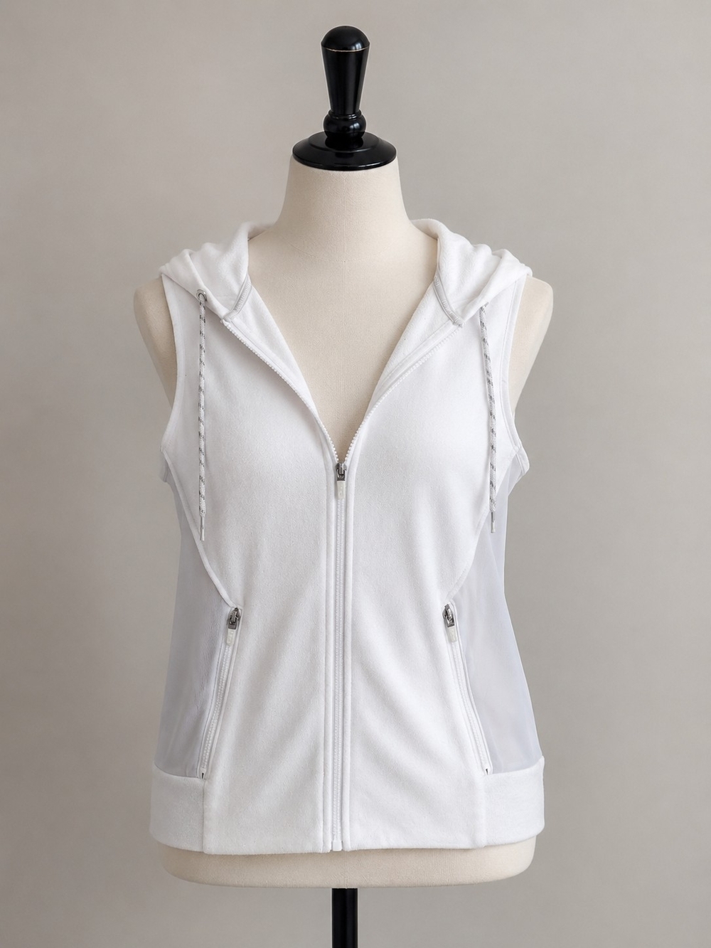Abercrombie & Fitch White Hooded Sleeveless Zip Coverup S